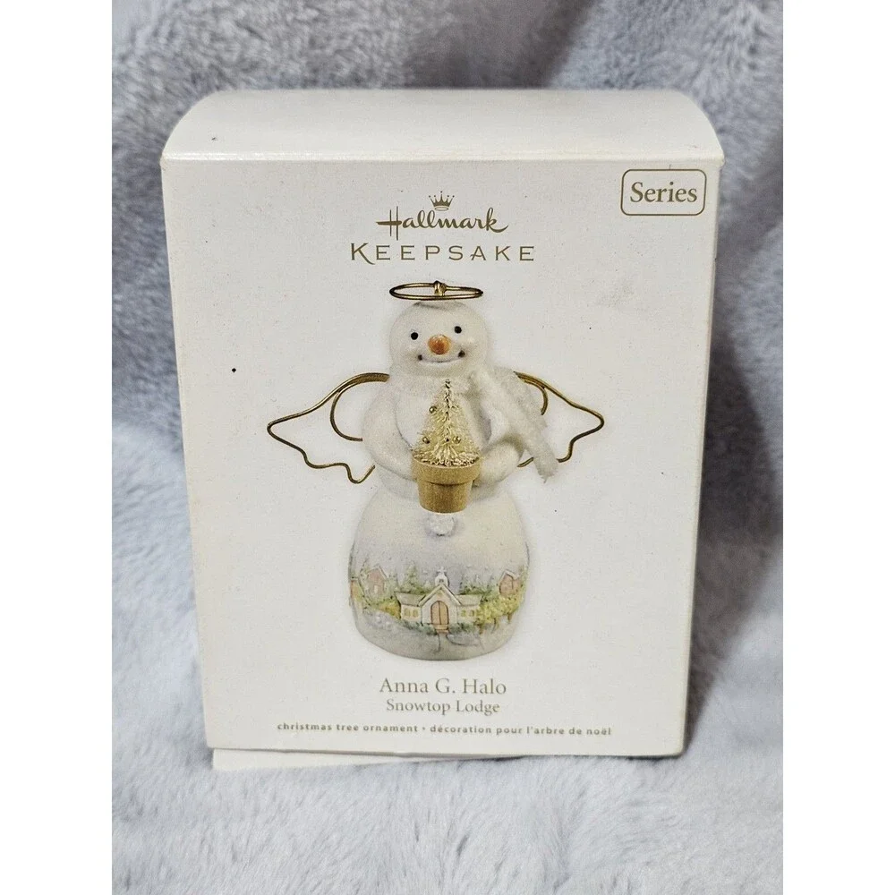 2011 Hallmark Ornament Anna G. Halo Snowtop Lodge Angel Snowman